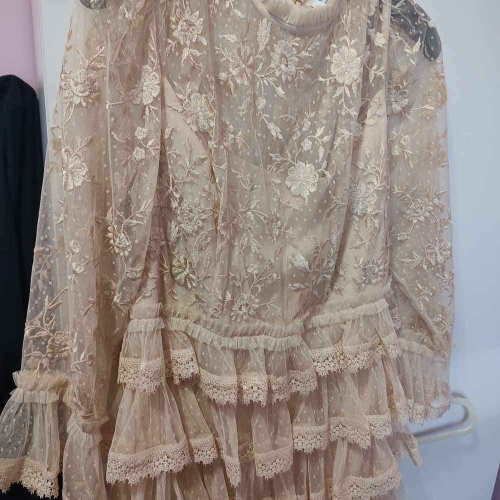 Mac Duggal Cream Lace Dress - Picture 2 of 5